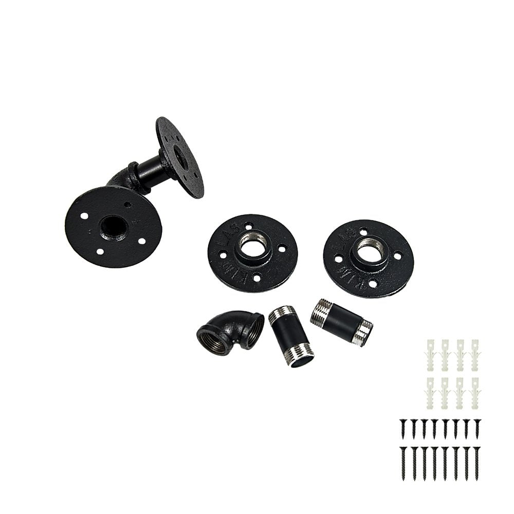 Industrial Black Iron Pipe Bracket Wall Mounted Floating Shelf - Set of 2