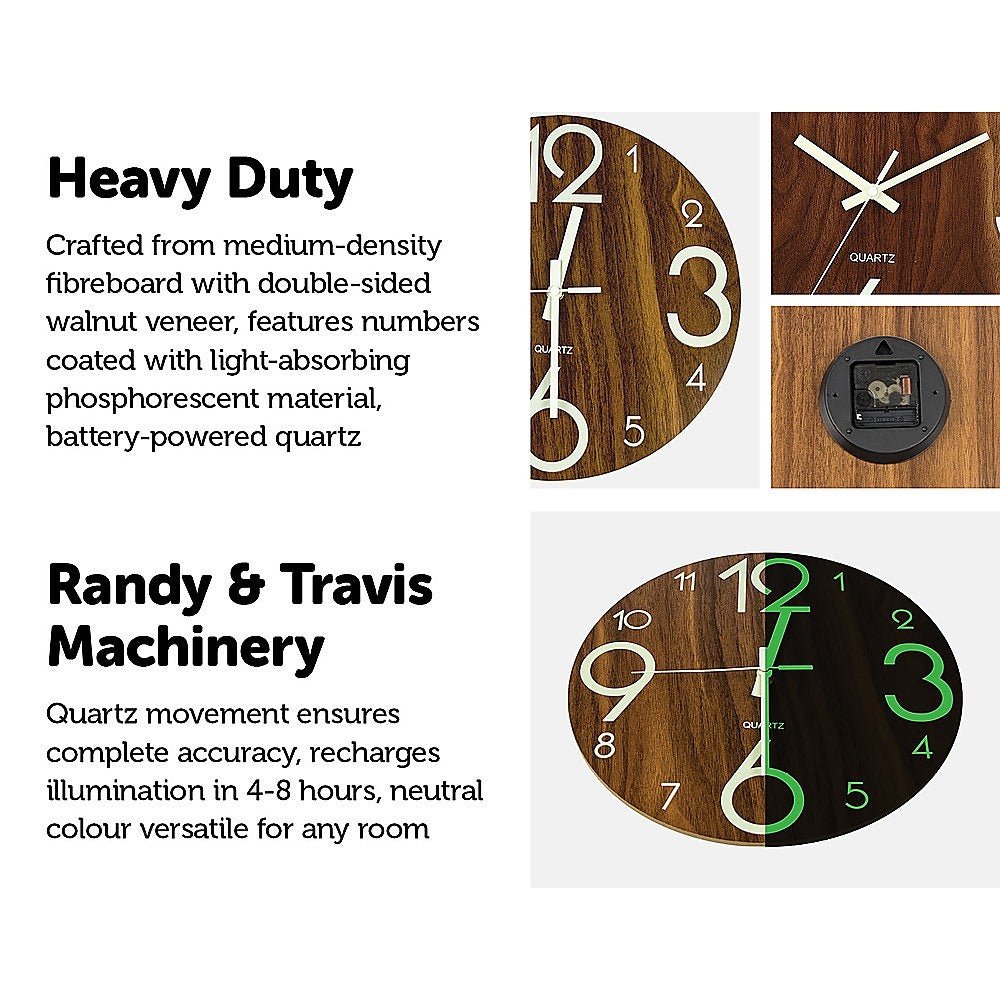 Quartz Glow In Dark Wall Clock - Non Ticking