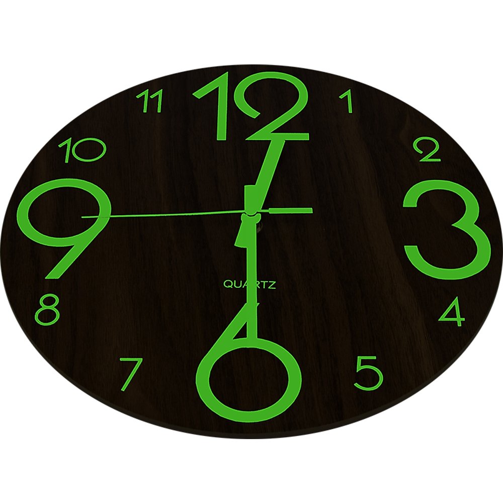 Quartz Glow In Dark Wall Clock - Non Ticking