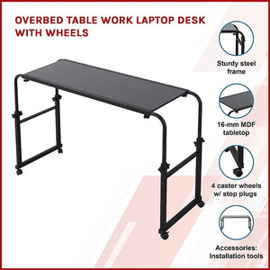 Overbed Table Work Laptop Desk with Wheels