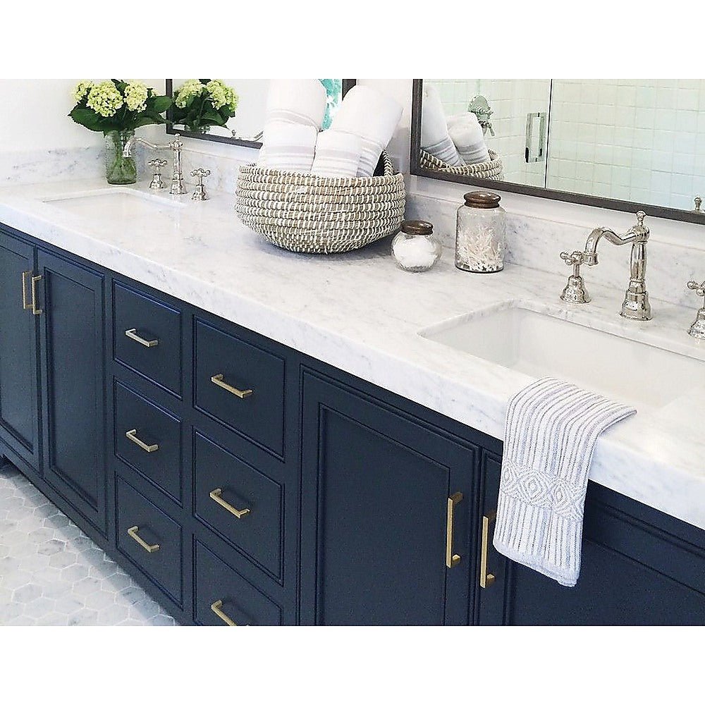 15 x Brushed Brass Drawer Pulls Kitchen Cabinet Handles - Gold Finish 96mm