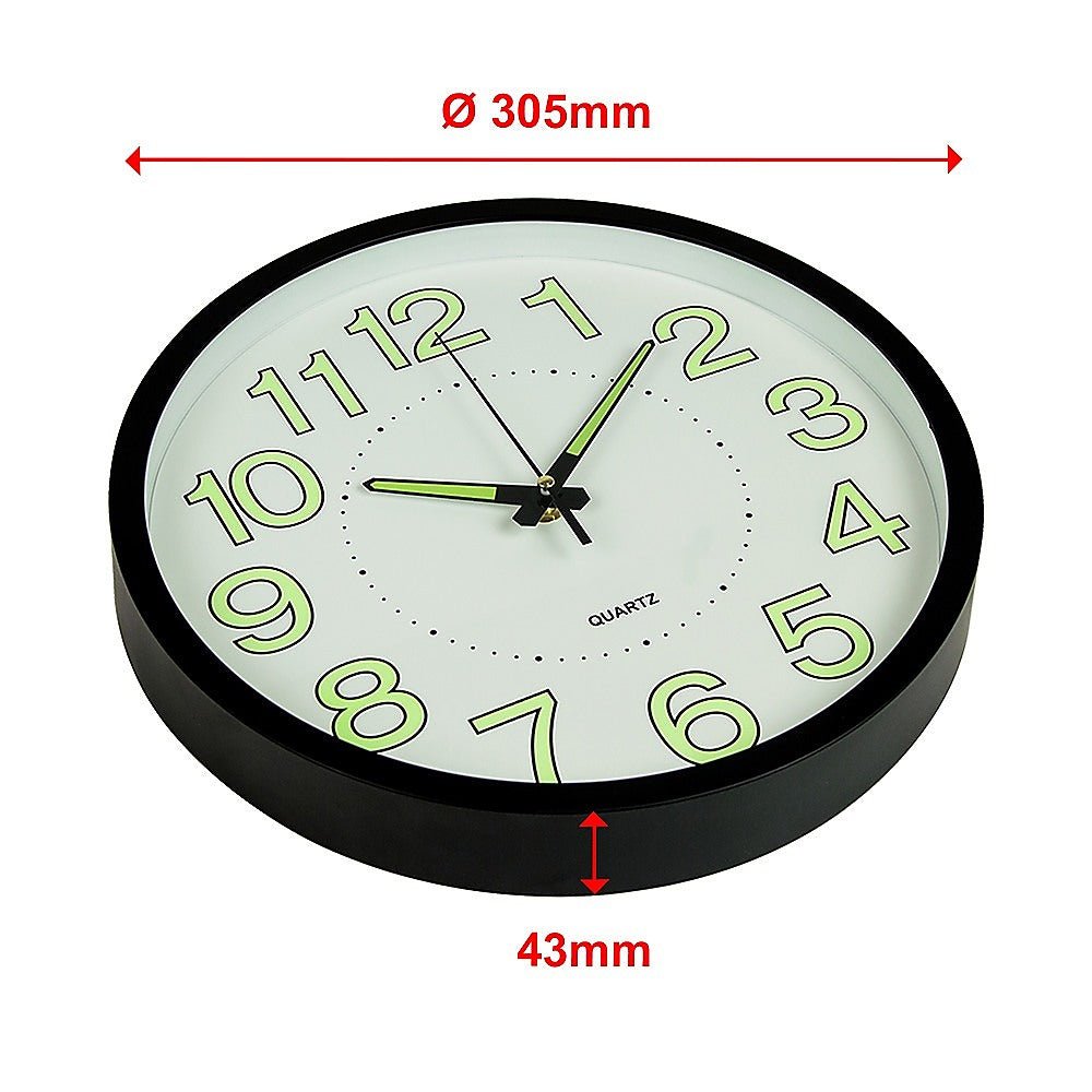 305mm Wall Clock - Glow In The Dark