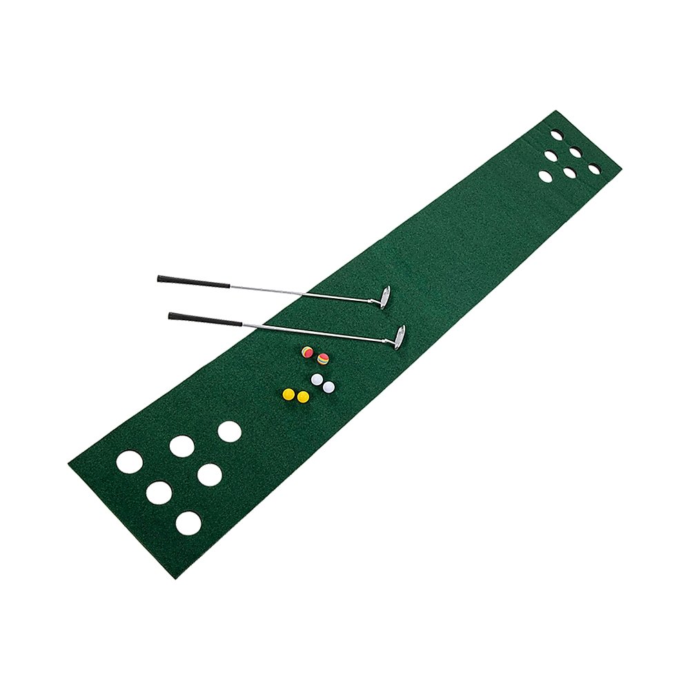 Golf Beer Pong Game Toy Set Green Golf Putting Matt with 2 Putters, 6 Balls
