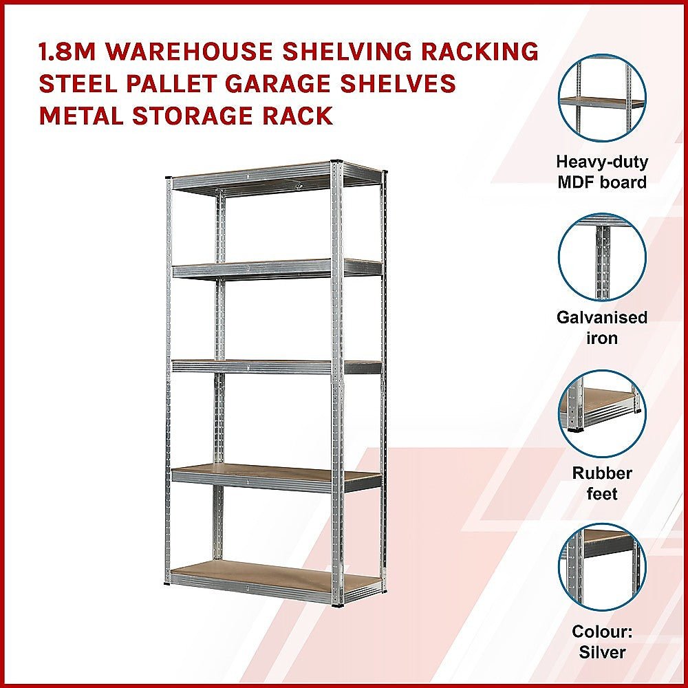 1.8M Warehouse Styled Metal Storage Rack