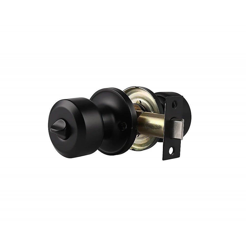 Door Handle Set Lock Function Round Black