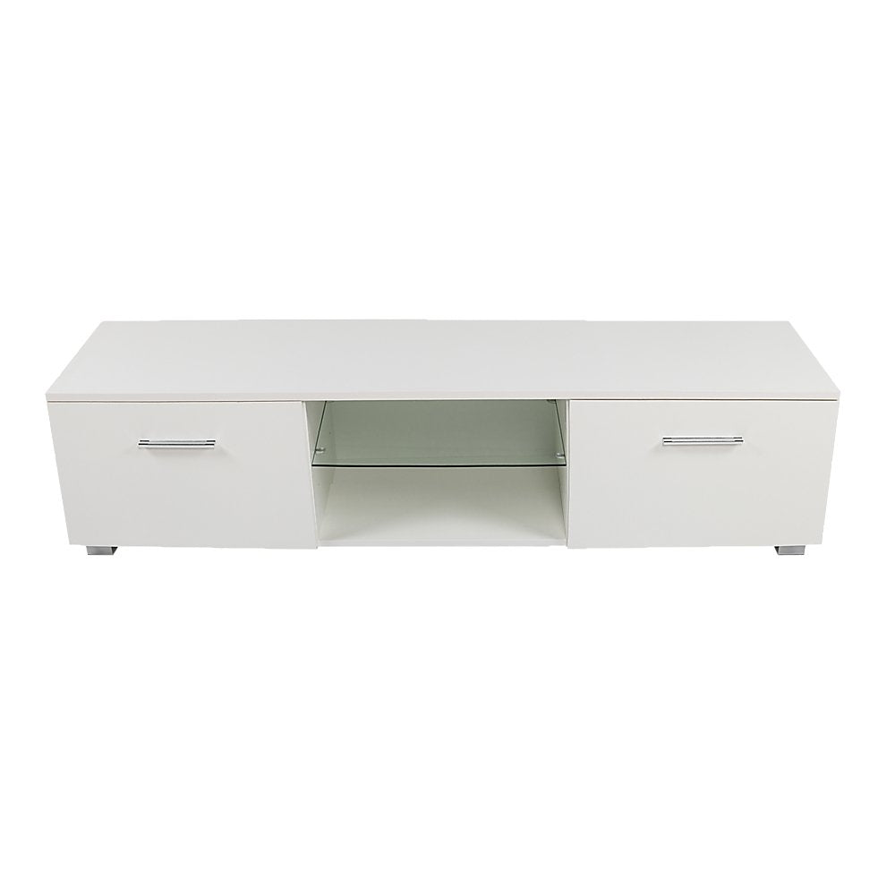 TV Cabinet Entertainment Unit Stand High Gloss Storage Shelf 140cm White