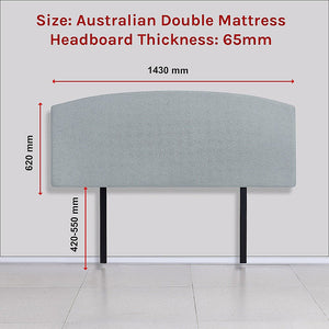 Linen Fabric Double Bed Curved Headboard Bedhead - Stone Grey