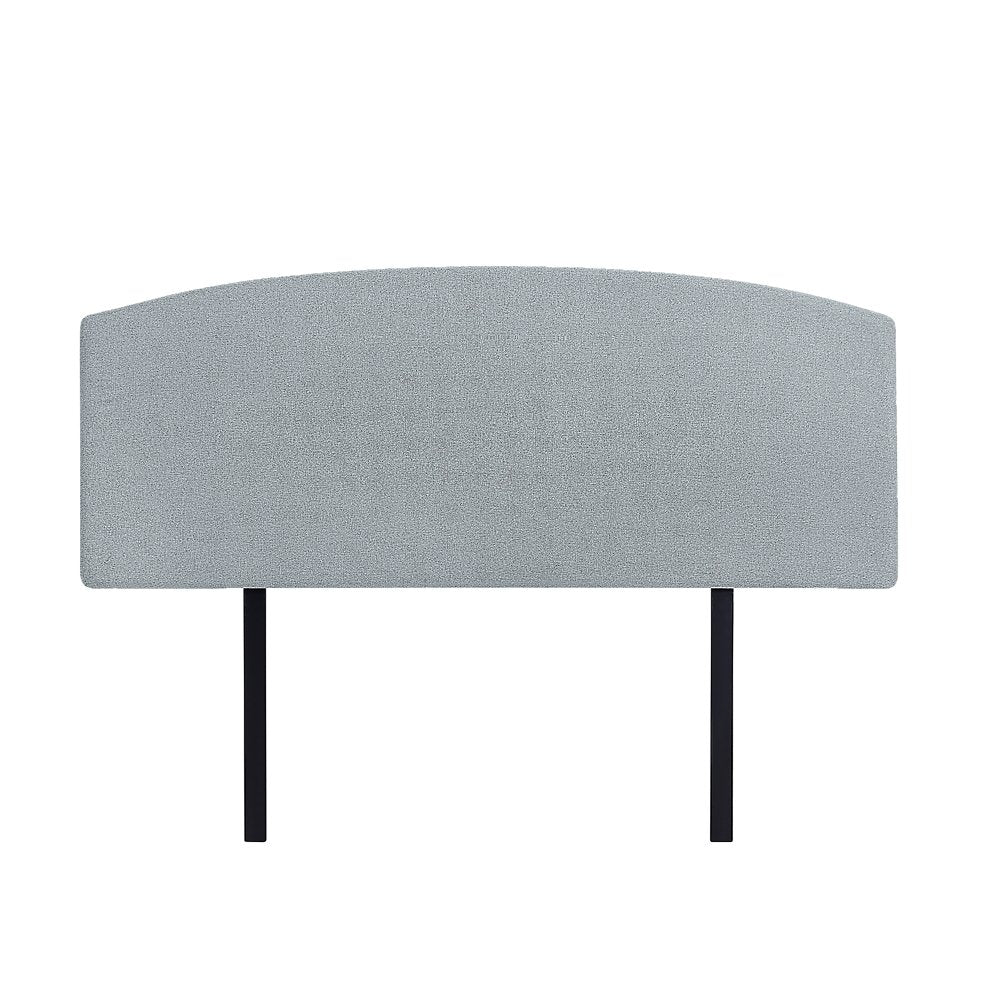 Linen Fabric Queen Bed Curved Headboard Bedhead - Stone Grey