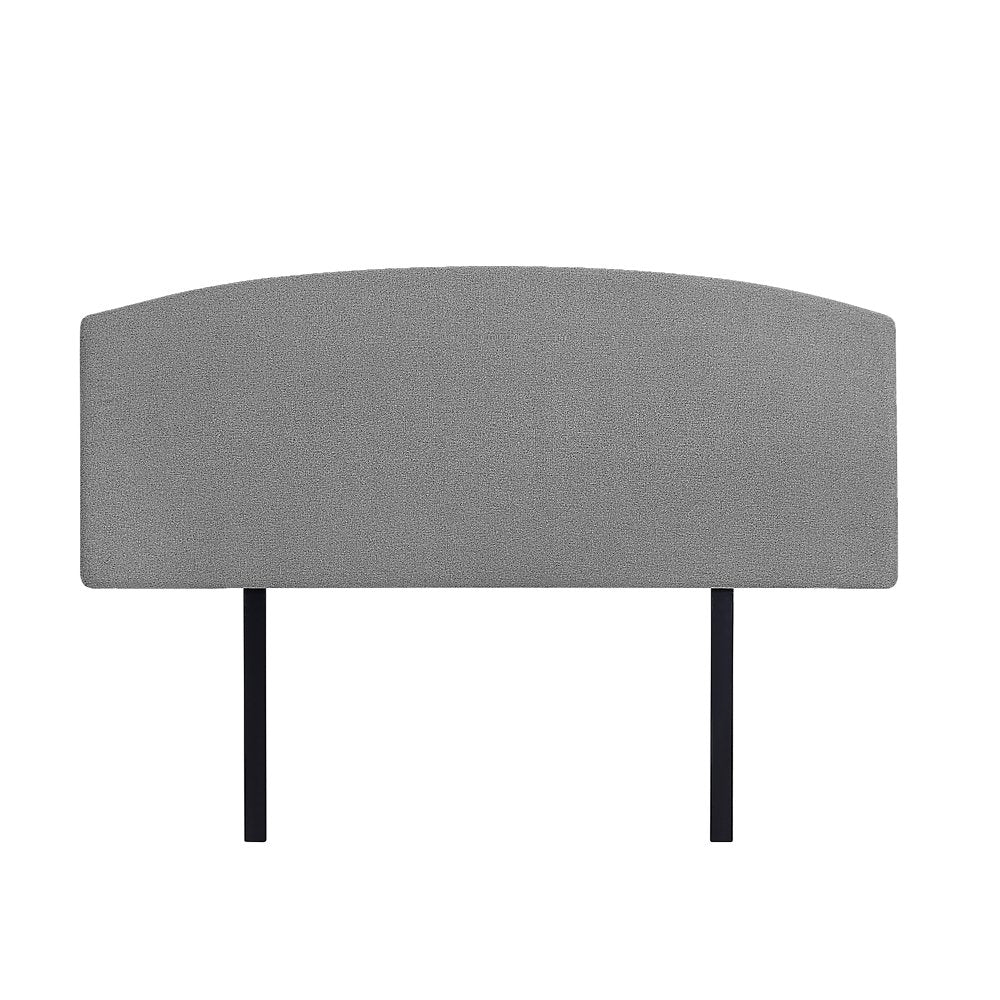 Linen Fabric Queen Bed Curved Headboard Bedhead - Night Ash