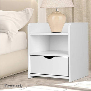 Bedside Table Nightstand with Drawer and Shelf