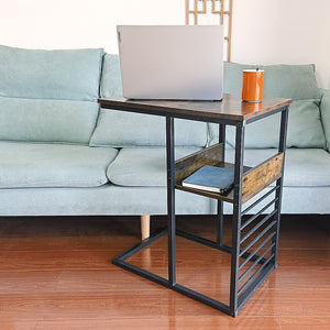 Wooden Sofa Side End Table with Shelf - Nightstand