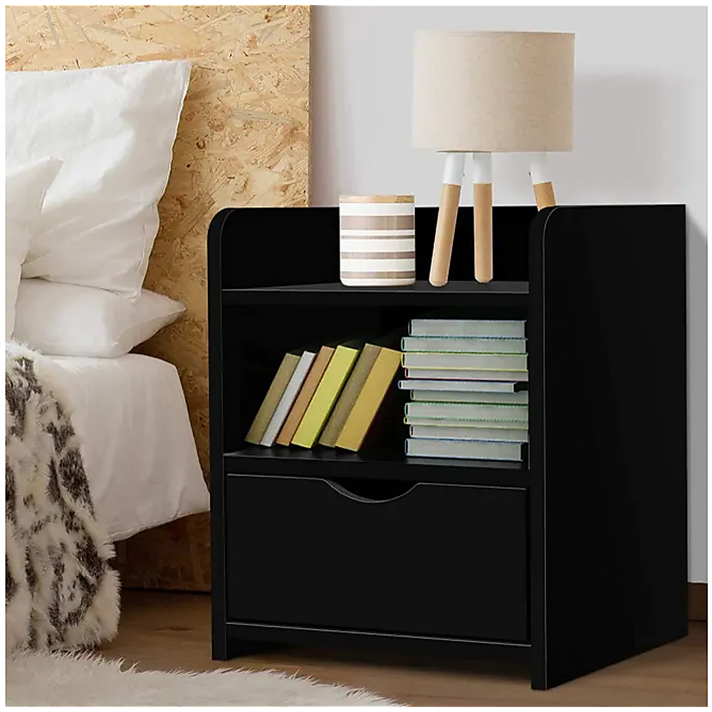Bedside Tables with Storage Drawer and Shelf for Bedroom