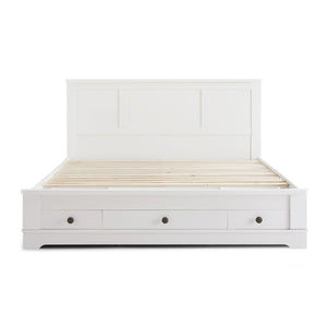 Margaux Coastal Lifestyle Bedframe with Storage Drawers (Double, White)