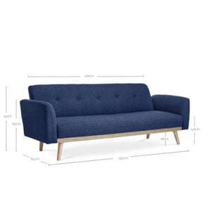 3-Seater Blue Foldable Sofa Bed