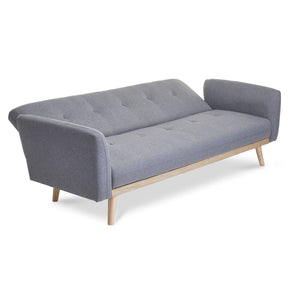 Light Grey Foldable 3-Seater Sofa Bed