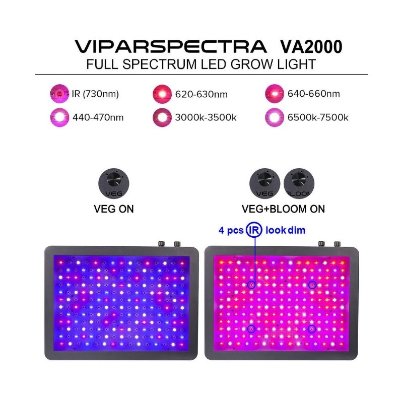 ViparSpectra 2000W LED Grow Light - 10W Dual Chips - VA2000