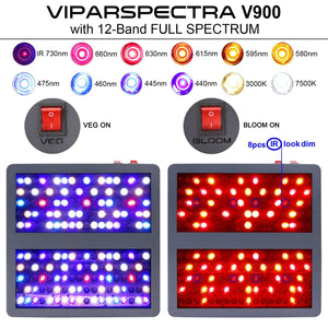 2 Viparspectra V900 - 900 Watt LED Grow Lights - The Hippie House