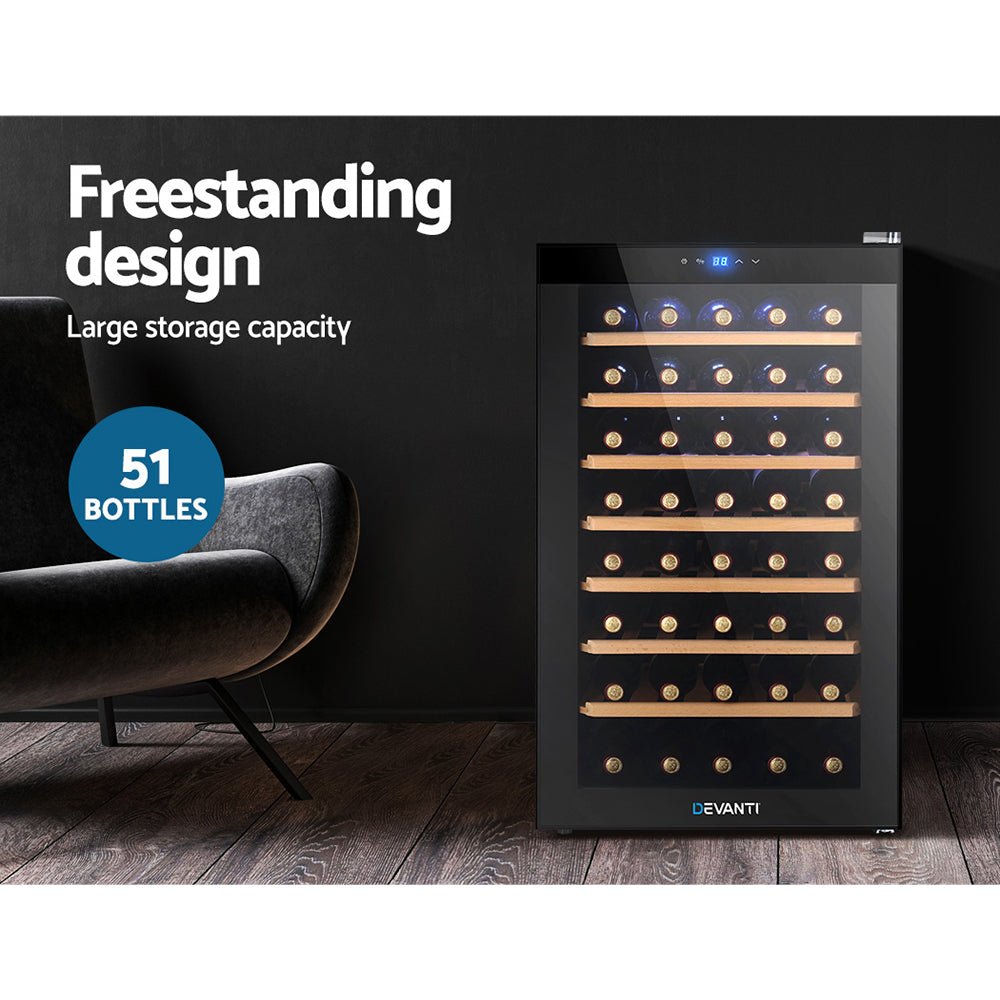 51 Bottle Black Wine Cooler Chiller Fridge