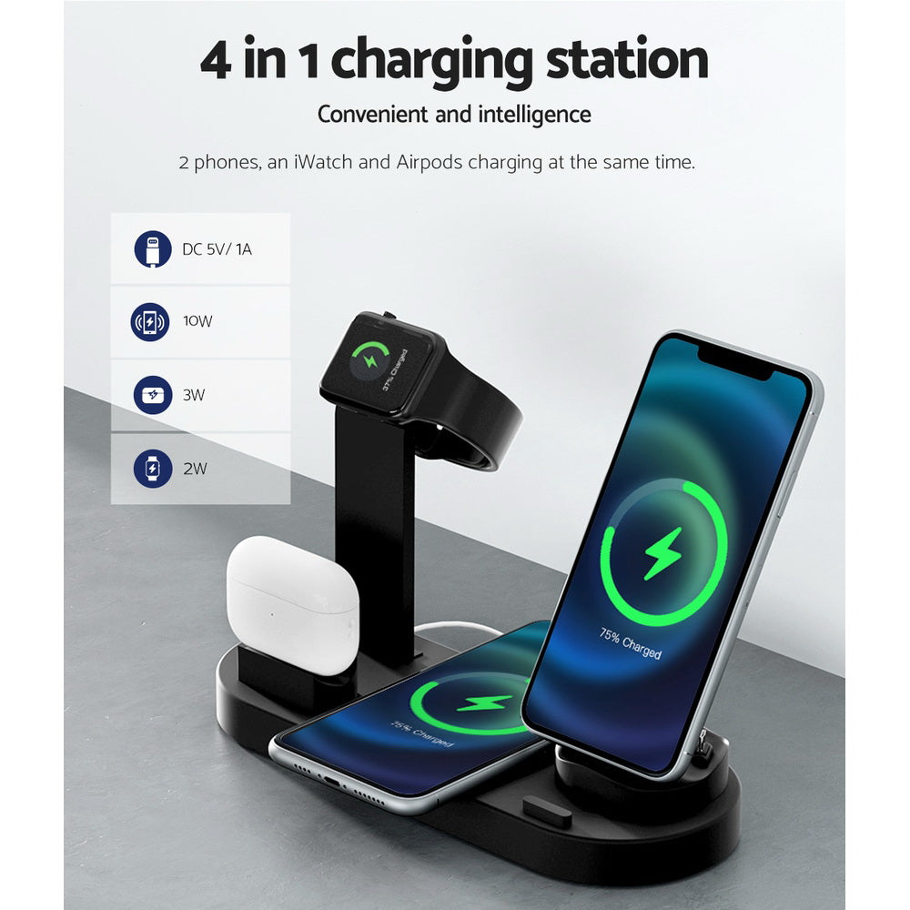 Devanti 4-in-1 Wireless Charging Station Dock for Phones