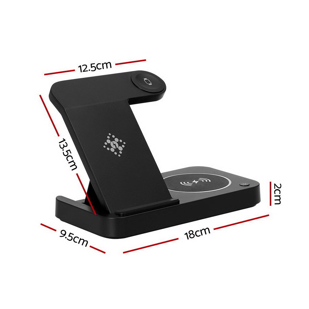 Devanti 4-in-1 Wireless Charger Station Fast Charging for Phone | Black