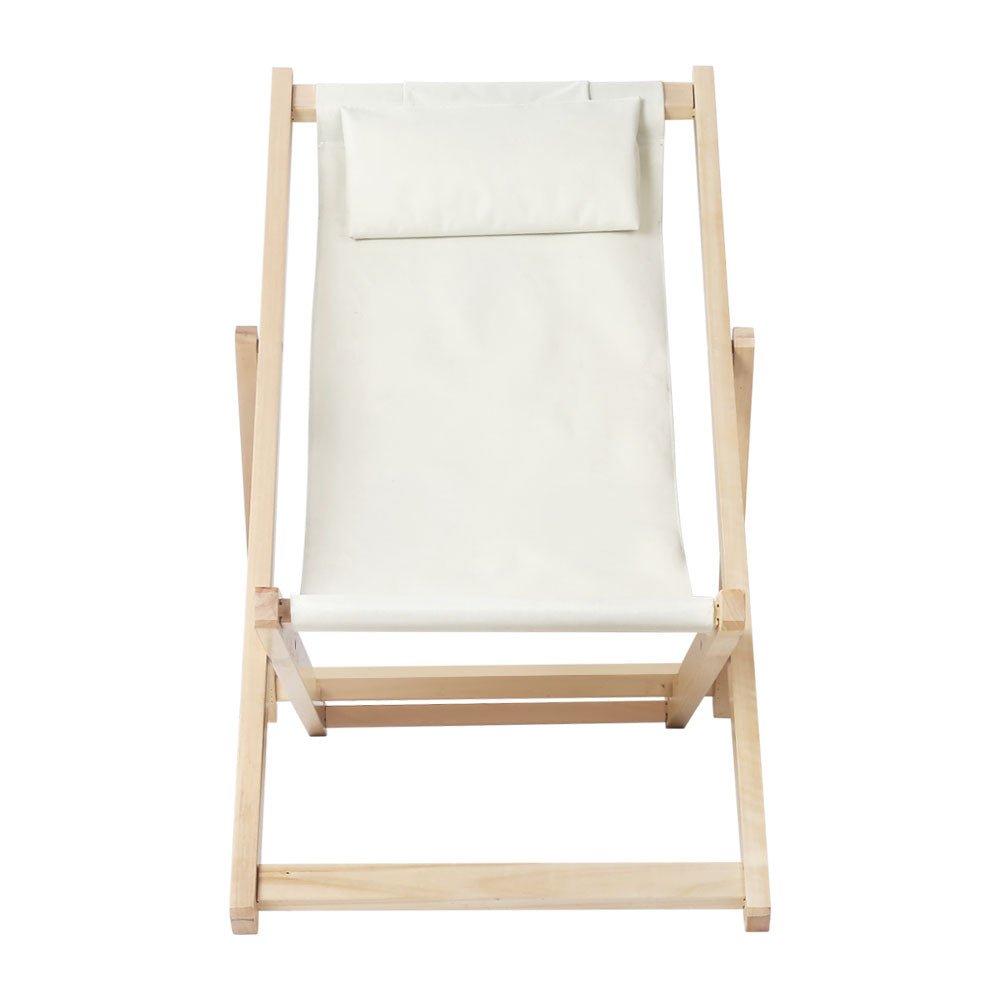 Beige Folding Patio Chair