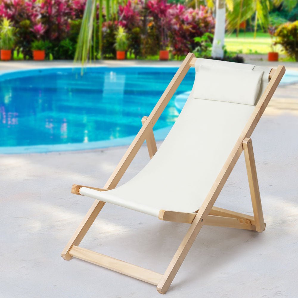 Beige Folding Patio Chair