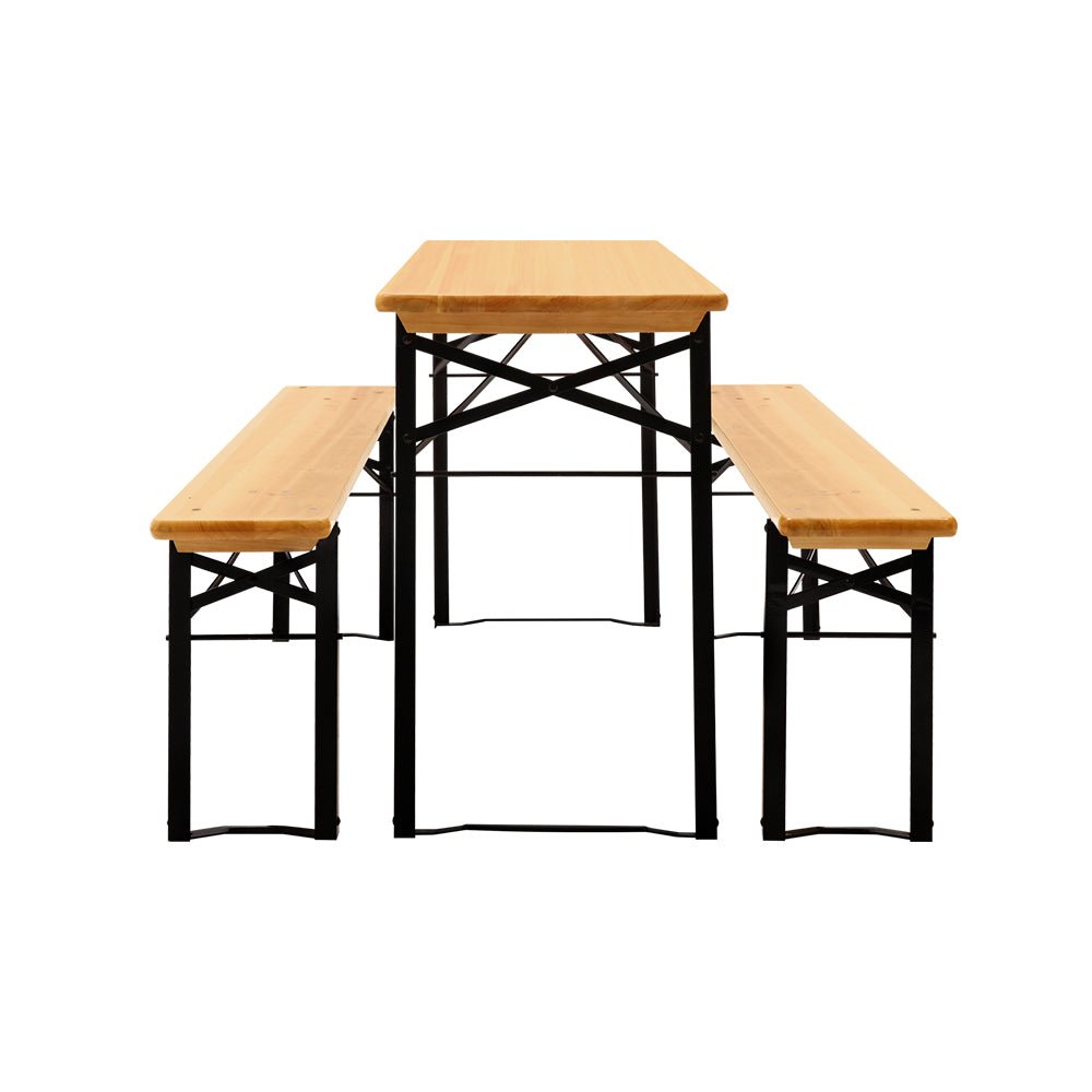 Natural Wooden Outdoor Foldable Bench Set