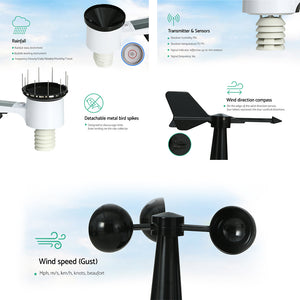 Devanti Weather Station Indoor Outdoor Wireless WiFi | Professional Solar Sensor Weather Station