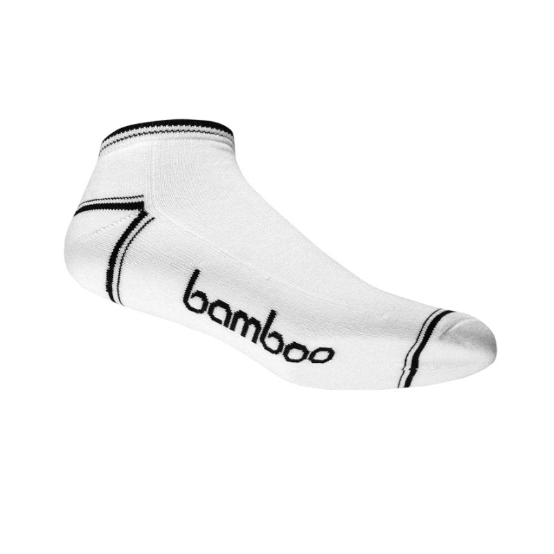 White/Black Bamboo Ankle Socks - Men's 4-6