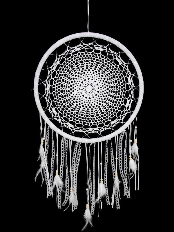 White Crochet & Lace Dream Catcher