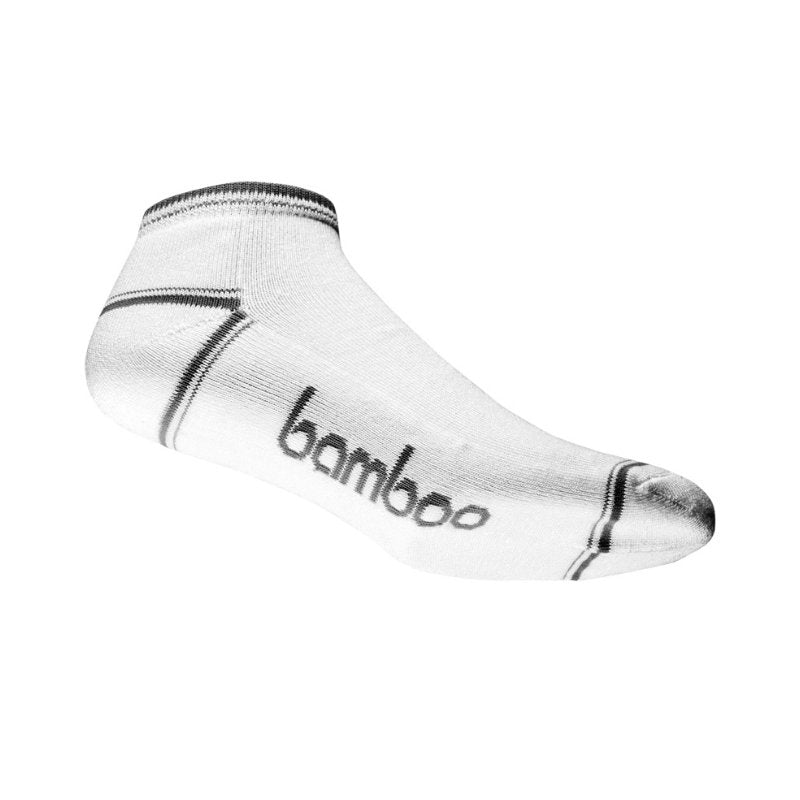 White/Grey Bamboo Ankle Socks - Men's 10-14