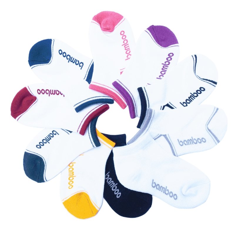 White/Navy Kids Bamboo Ped Socks - 5-8 Years