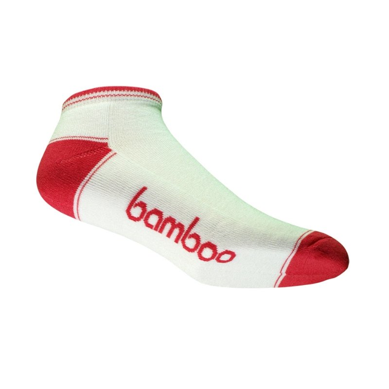 White/Watermelon Bamboo Ankle Socks - Men's 4-6