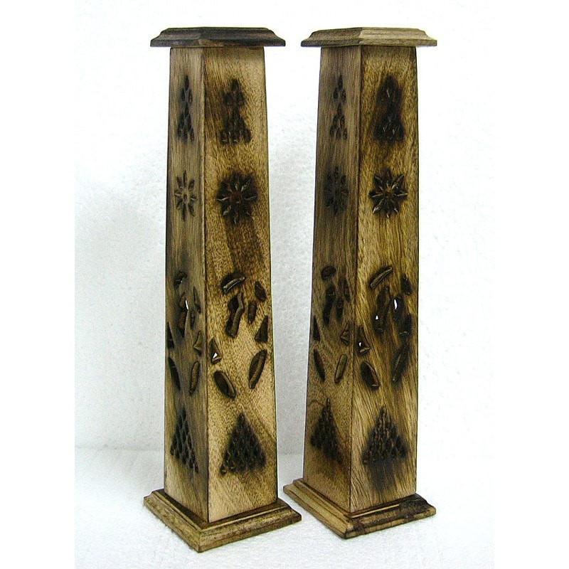 Wooden Incense Holder - 12" Square Tower