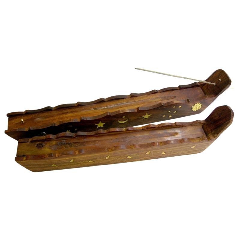 Wooden Incense Holder - 12" Flip Top Box