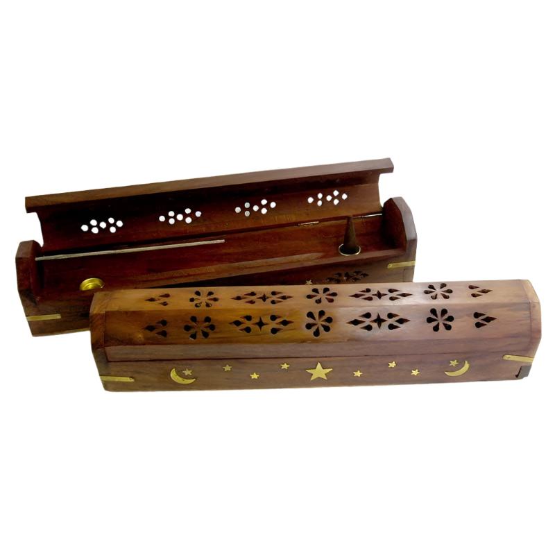 Wooden Incense Holder - 12" Hexagonal Lid