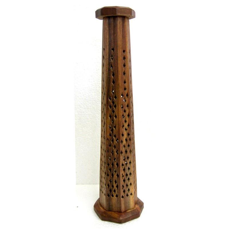 Wooden Incense Holder - 12" Hexagonal Tower