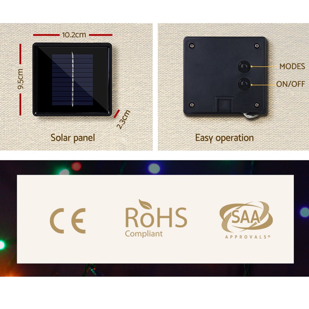 Jingle Jollys 500 LED Solar Powered Christmas Icicle Lights 20M Outdoor Fairy String Party Multicolour