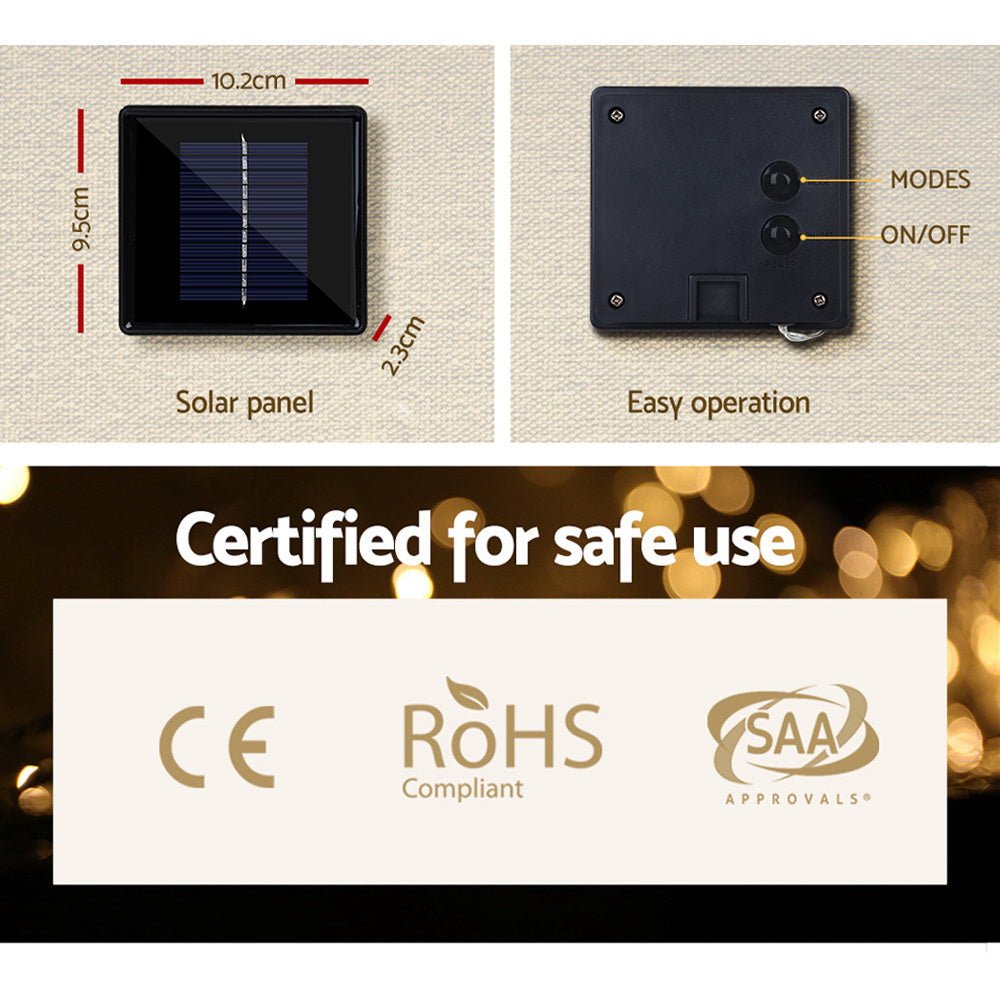 Jingle Jollys 500 LED Solar Powered Christmas Icicle Lights 20M Outdoor Fairy String Party Warm White