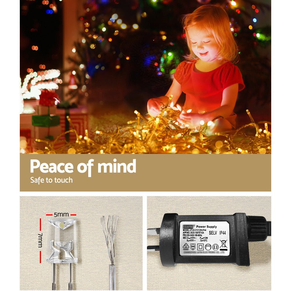 Jingle Jollys 500 LED Solar Powered Christmas Icicle Lights 20M Outdoor Fairy String Party Warm White