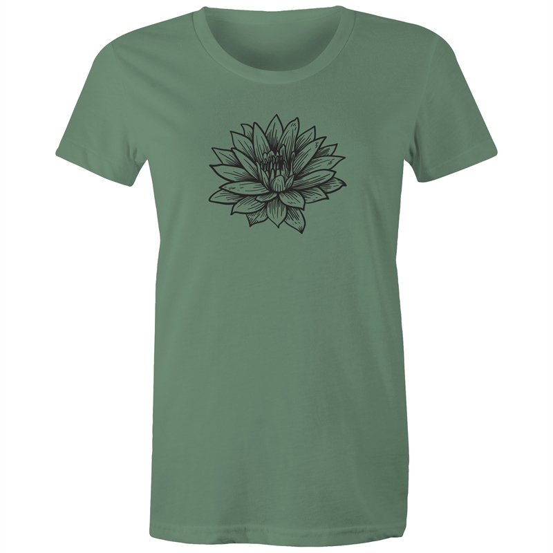 Women's Black Lotus Print T-shirt