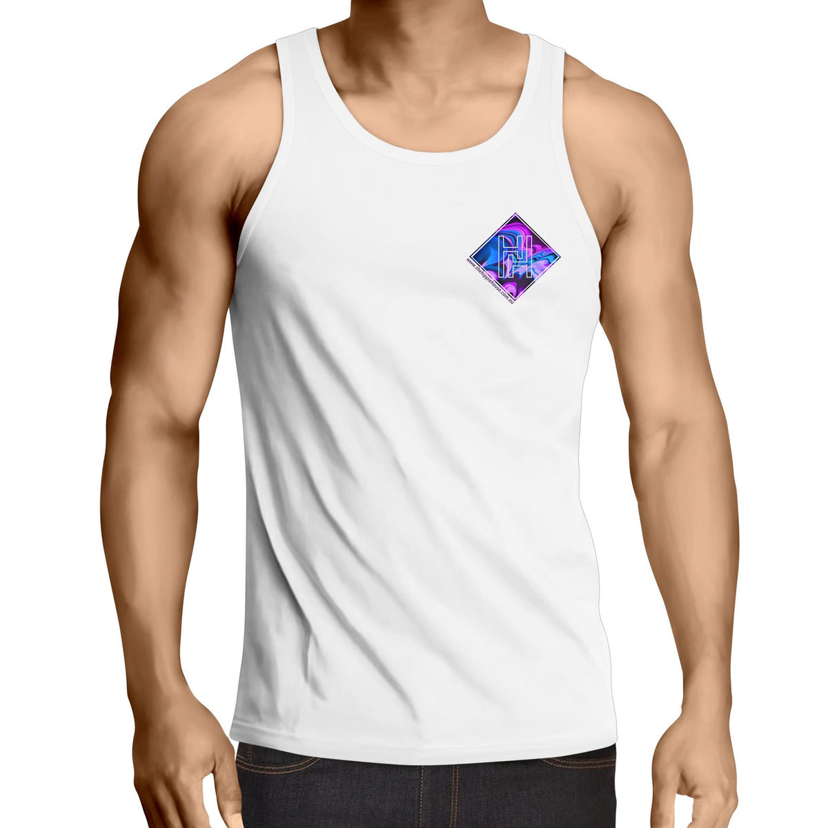 Men's Purple Waves Pocket Printed Singlet