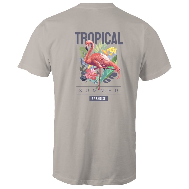 Men's Summer T-shirt With Back Flamingo Print