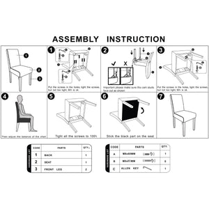 2PCS - Wooden Frame Black Leatherette Dining Chairs with Solid Pine Legs
