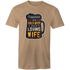 Men's Happiness Is A Cold Beer And A Loving Wife T-shirt
