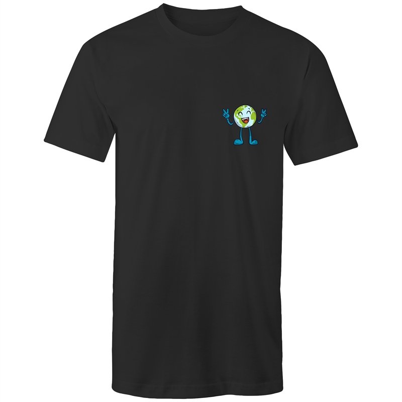 Men's Long Styled Peace Earth Pocket T-shirt