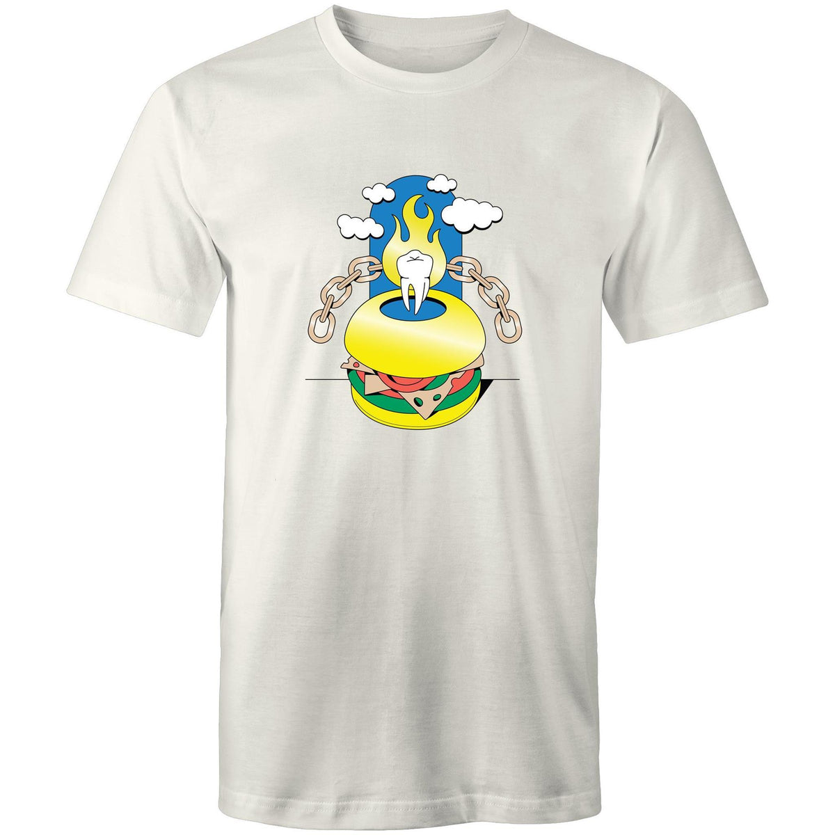 Men's Cartoon Burger Tooth T-shirt