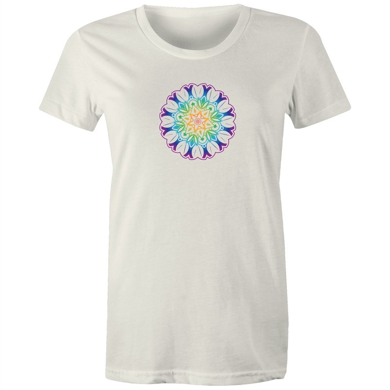 Women's Yoga Coloured Mandala Pattern T-shirt