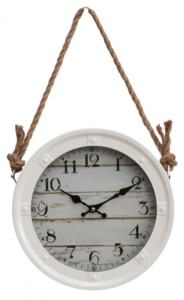 Vintage Rope Hanging Wall Clock With Roman Numerals And Rustic Finish