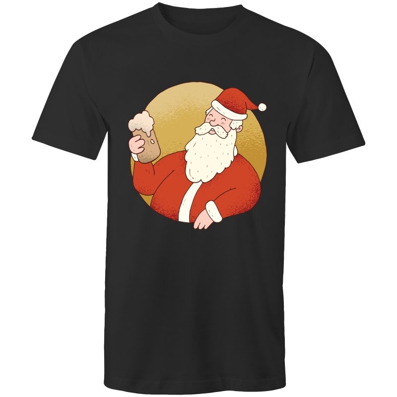 Men's Beer Drinking Santa T-shirt